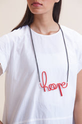 Hope necklace in long coral red color with ssscn0037-toned accents